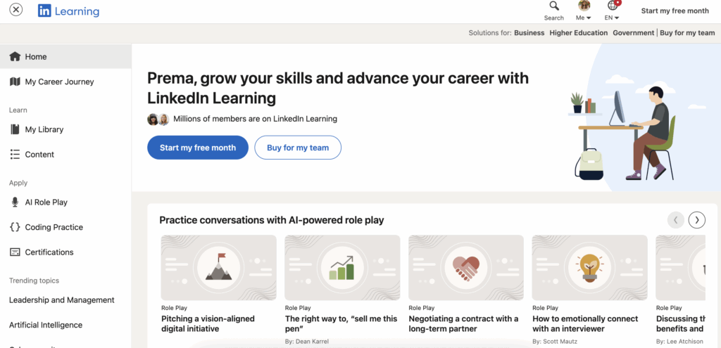 Linkedln Learning, udemy alternative